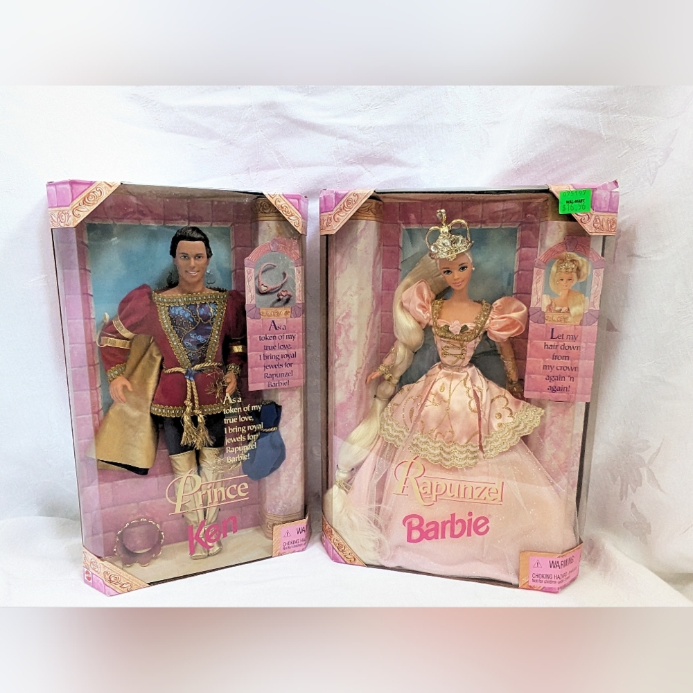 SOLD 1997 Rapunzel Barbie And Prince Ken Doll Mattel set of 2.
